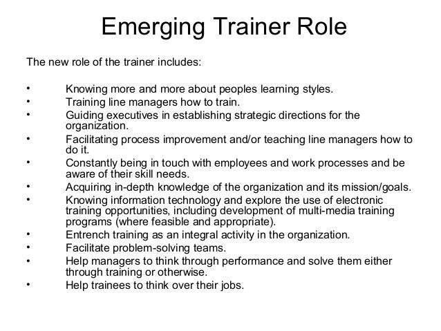job duties of a trainer qualities of a good trainer